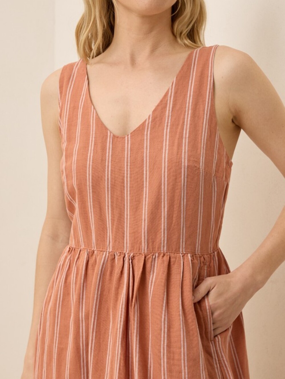 Pact Canopy Linen Blend Easy Tank Dress In Hermosa Stripe - Picture 2 of 15